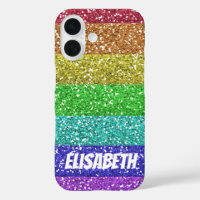 Personalized Rainbow Glitter Stripes