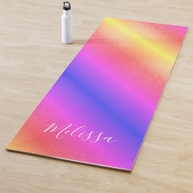 Personalized Rainbow Glitter Yoga Mat (In Situ)