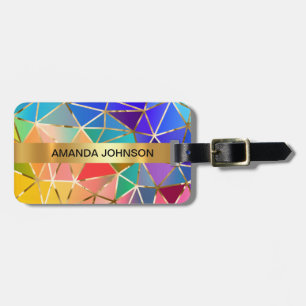 Personalized Rainbow Golden  Metallic Luggage Tag