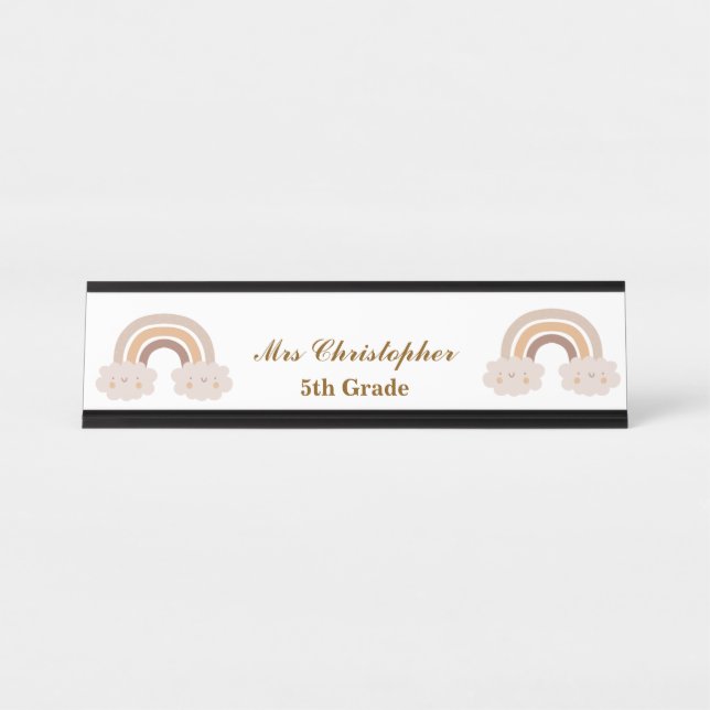 Personalized rainbow Grade Name Teacher  Desk Name Plate (Front)