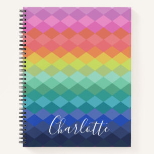 Personalized Rainbow Gradient Elegant Vibrant Name Notebook