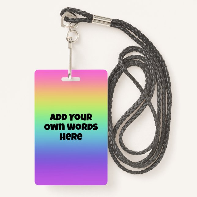 Personalized Rainbow Gradient Hanging Badge (Front with Lanyard)