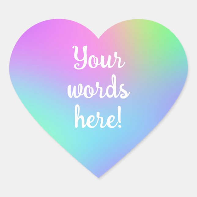 Personalized Rainbow Gradient Heart Stickers (Front)