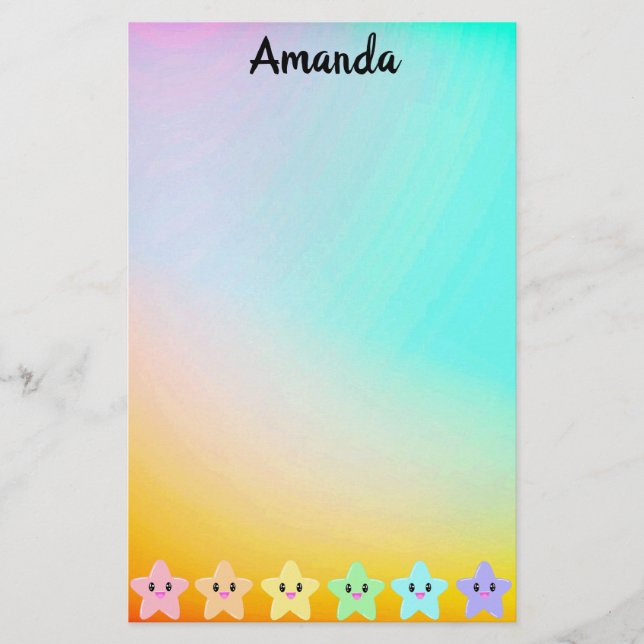 Personalized Rainbow Gradient Little Stars Kawaii (Front)