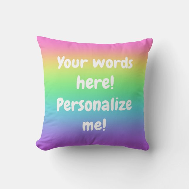 Personalized Rainbow Gradient Throw Pillow (Front)