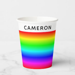 Personalized Rainbow Gradient With Name Paper Cups