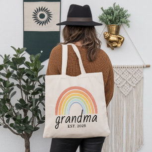 Personalized Rainbow Grandma Tote Bag, Nana Bag