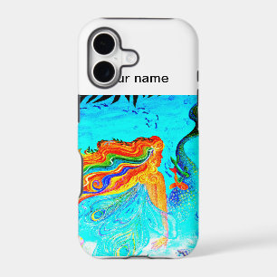 personalized rainbow hair mermaid phone case