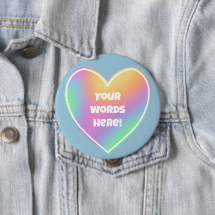 Personalized Rainbow Heart 4 Inch Round Button