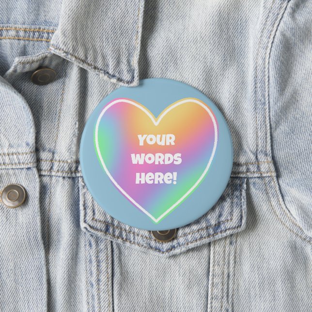 Personalized Rainbow Heart 4 Inch Round Button (In Situ)