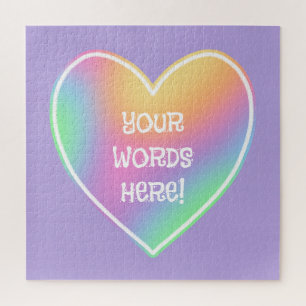 Personalized Rainbow Heart Jigsaw Puzzle