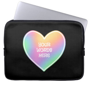Personalized Rainbow Heart Laptop Sleeve