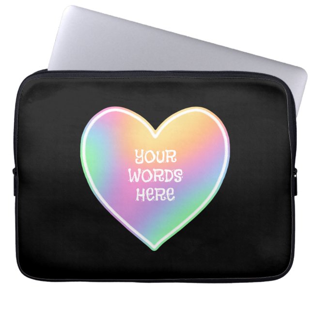 Personalized Rainbow Heart Laptop Sleeve (Front)