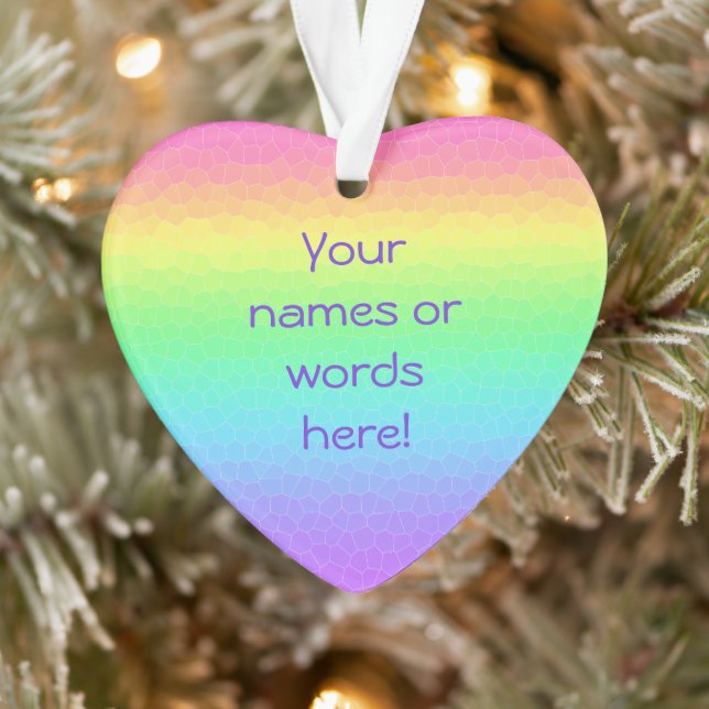 Personalized Rainbow Heart Ornament (Tree)