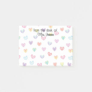 Personalized rainbow heart watercolor elegant post-it notes