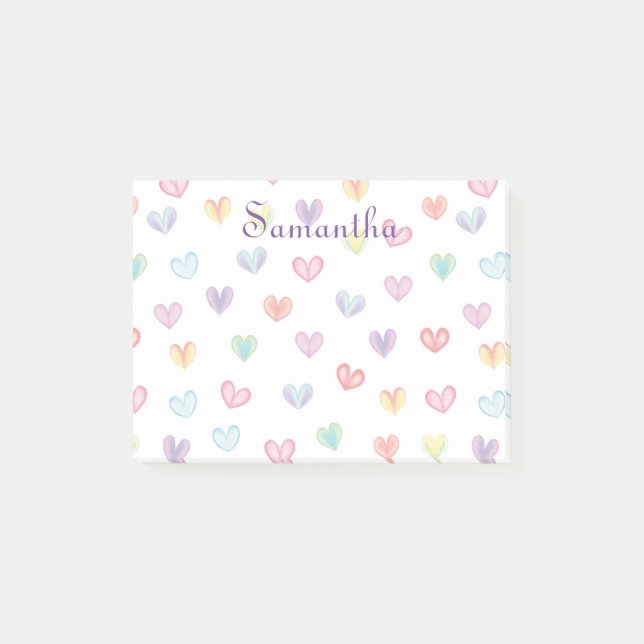 Personalized Rainbow hearts all-over print  Post-it Notes (Front)