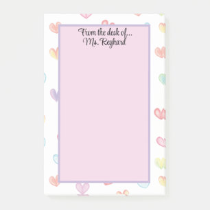 Personalized rainbow hearts from the desk of... post-it notes