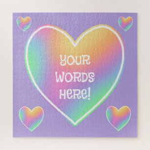 Personalized Rainbow Hearts Jigsaw Puzzle