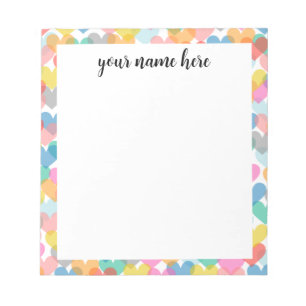 Personalized Rainbow Hearts Notepad