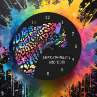 Personalized Rainbow Jaguar Bedroom Clock