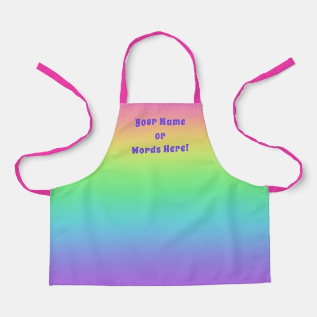 Personalized Rainbow Kids Apron (Front)