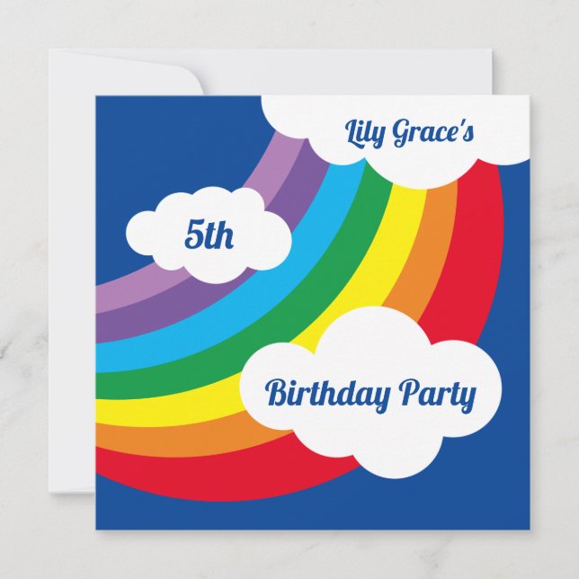 Personalized Rainbow Kid's Birthday Invitation (Front)