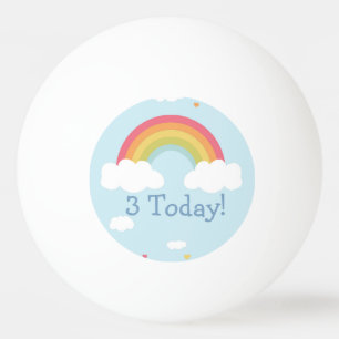 Personalized Rainbow Kids Birthday Party Button Ping Pong Ball