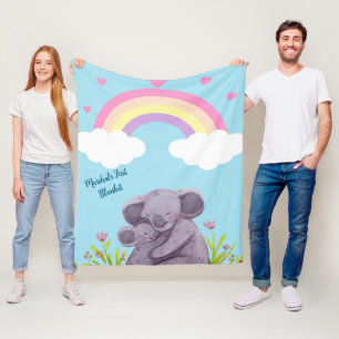 Personalized Rainbow Koala Animal Fleece Blanket