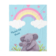Personalized Rainbow Koala Animal Fleece Blanket