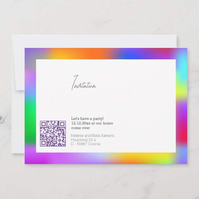 Personalized Rainbow Modern Graphic Design  Invitation (Back)