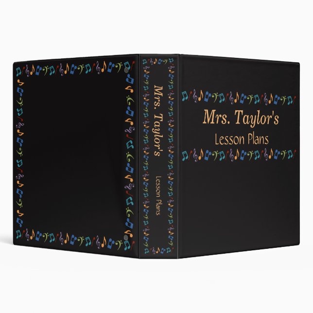 Personalized Rainbow Music Notes Binder (Background)