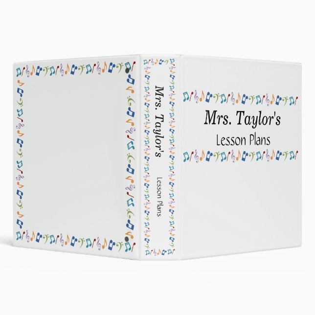 Personalized Rainbow Music Notes Binder (Background)