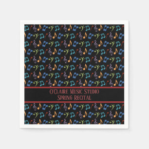 Personalized Rainbow Music Notes (Black) Napkin