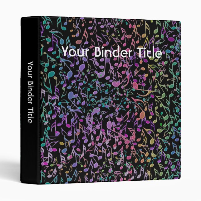 Personalized Rainbow Music Notes Collage Binder (Front/Spine)