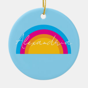 Personalized Rainbow Name Christmas Ceramic Ornament