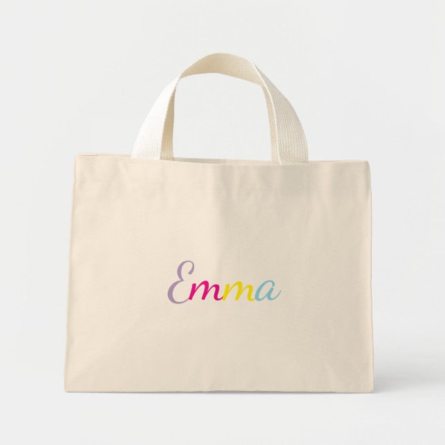 Personalized Rainbow Name Tote Bag (Front)
