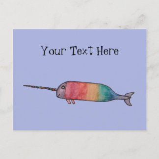Personalized Rainbow Narwhal Postcard
