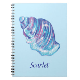 Personalized rainbow ocean seashell illustration notebook