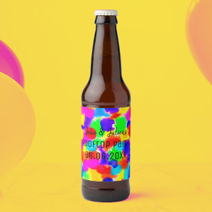 Personalized Rainbow Party Beer Bottle Label
