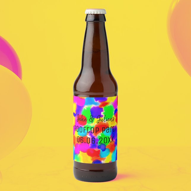 Personalized Rainbow Party Beer Bottle Label (Rainbow party inspiration for a summer of fun! 🌞🌈🌻)
