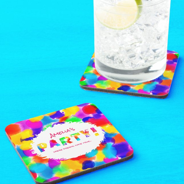 Personalized Rainbow Party  Coaster (Creator Uploaded)