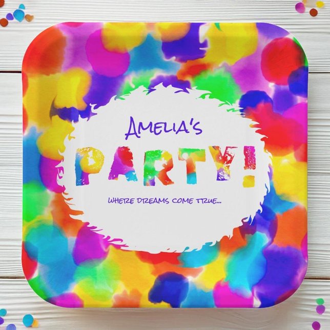 Personalized Rainbow Party  Paper Plate (Creator Uploaded)