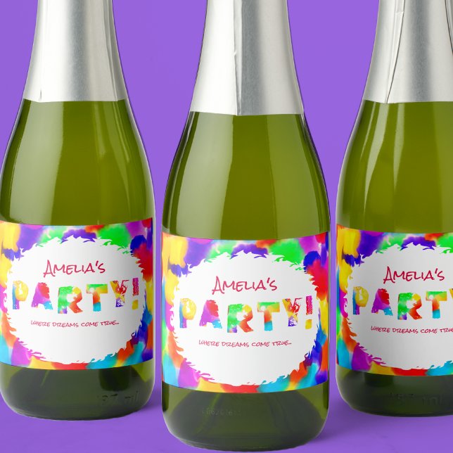 Personalized Rainbow Party  Sparkling Wine Label (Creator Uploaded)