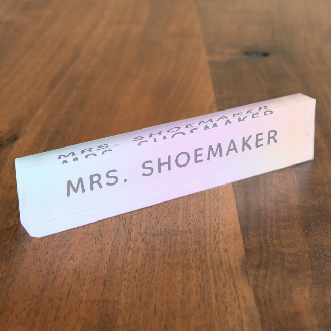 Personalized Rainbow Pastel Holographic Nameplate (Side)