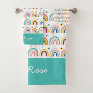 Personalized Rainbow Pattern   Bath Towel Set