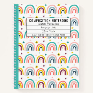 Personalized Rainbow Pattern Composition Notebook