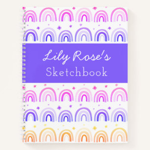 Personalized Rainbow Pattern Sketchbook Notebook