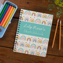 Personalized Rainbow Pattern Sketchbook