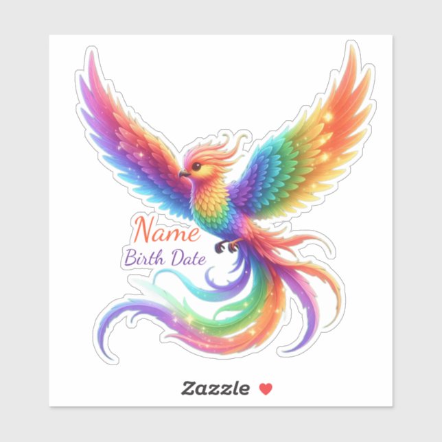 Personalized Rainbow Phoenix Name Birthdate Gift (Sheet)