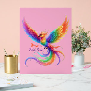 Personalized Rainbow Phoenix Name Birthdate Gift Acrylic Sign